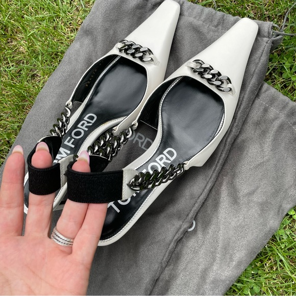Tom Ford LEATHER CHAIN SLINGBACK PUMP 50MM - Picture 3 of 13
